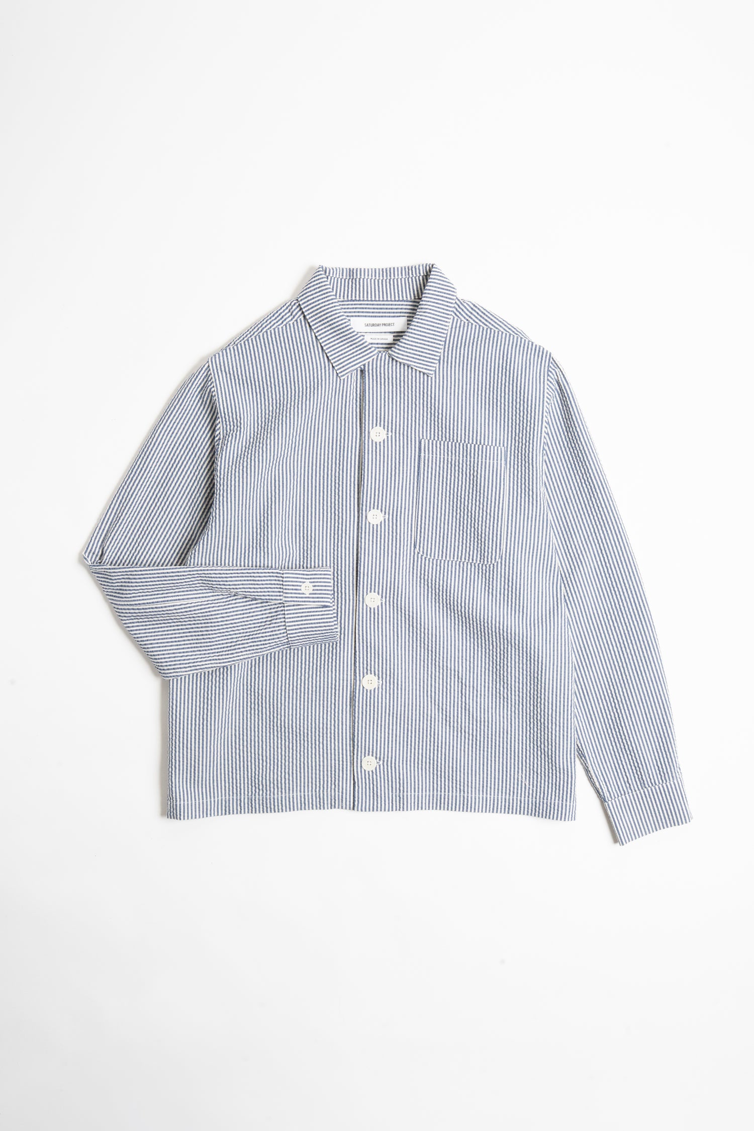 SATURDAY PROJECT Seersucker Overshirt | Blue Stripe LEO BOUTIQUE