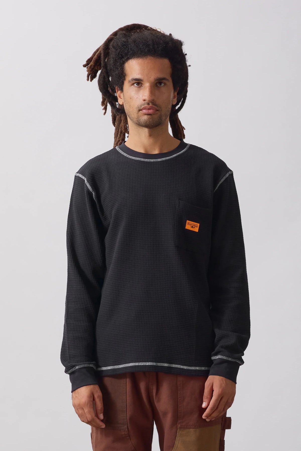 SERVICE WORKS Waffle Contrast Thermal LS Tee | Black/White LEO BOUTIQUE