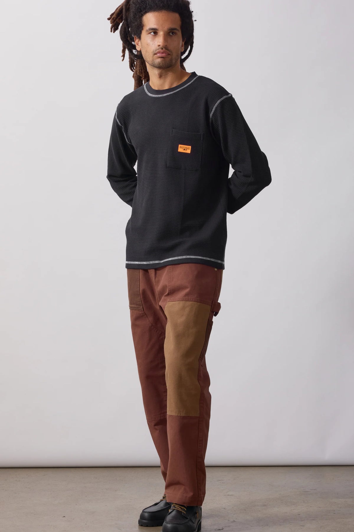 SERVICE WORKS Waffle Contrast Thermal LS Tee | Black/White LEO BOUTIQUE