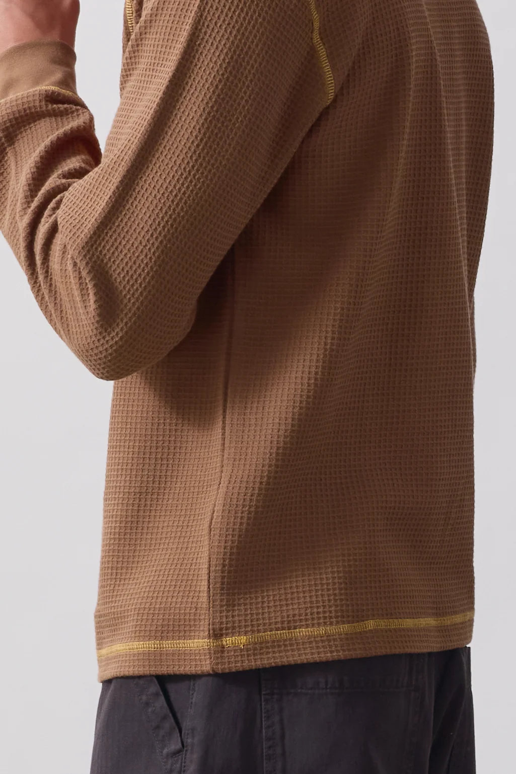 SERVICE WORKS Waffle Contrast Thermal LS Tee | Brown/Yellow LEO BOUTIQUE