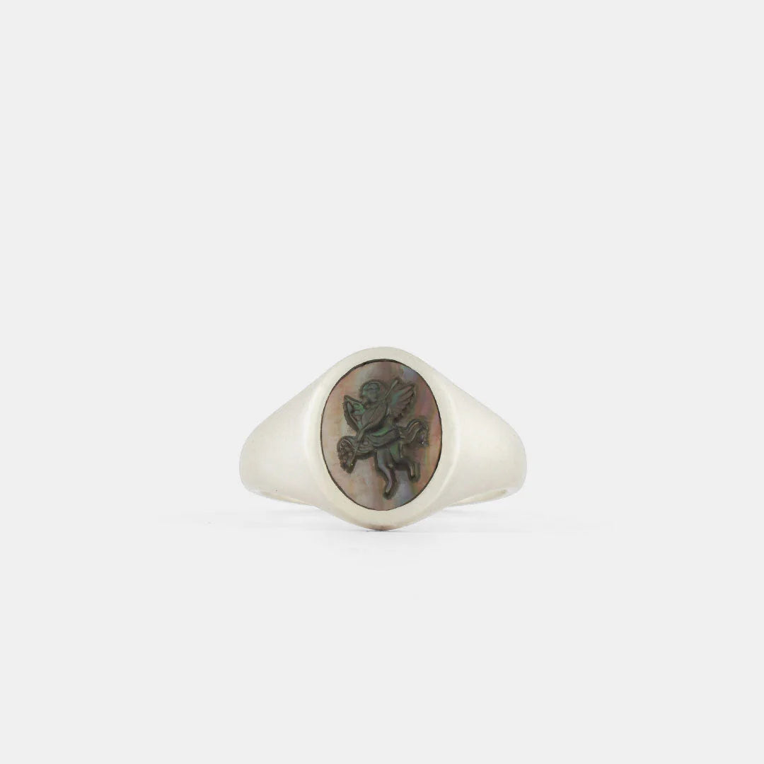 SERGE DENIMES Cherub Cameo Ring | Silver LEO BOUTIQUE