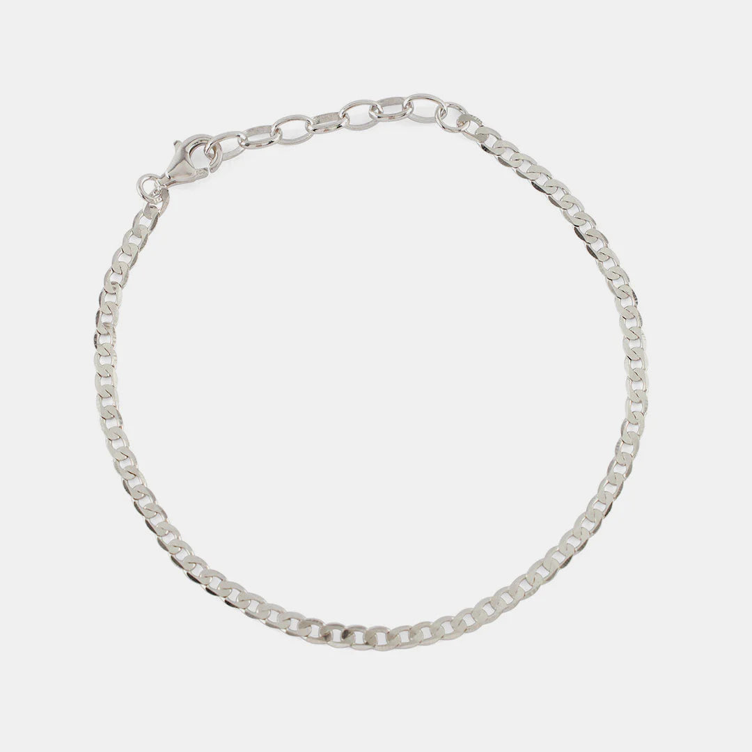 Flat Cuban Chain Bracelet | Silver