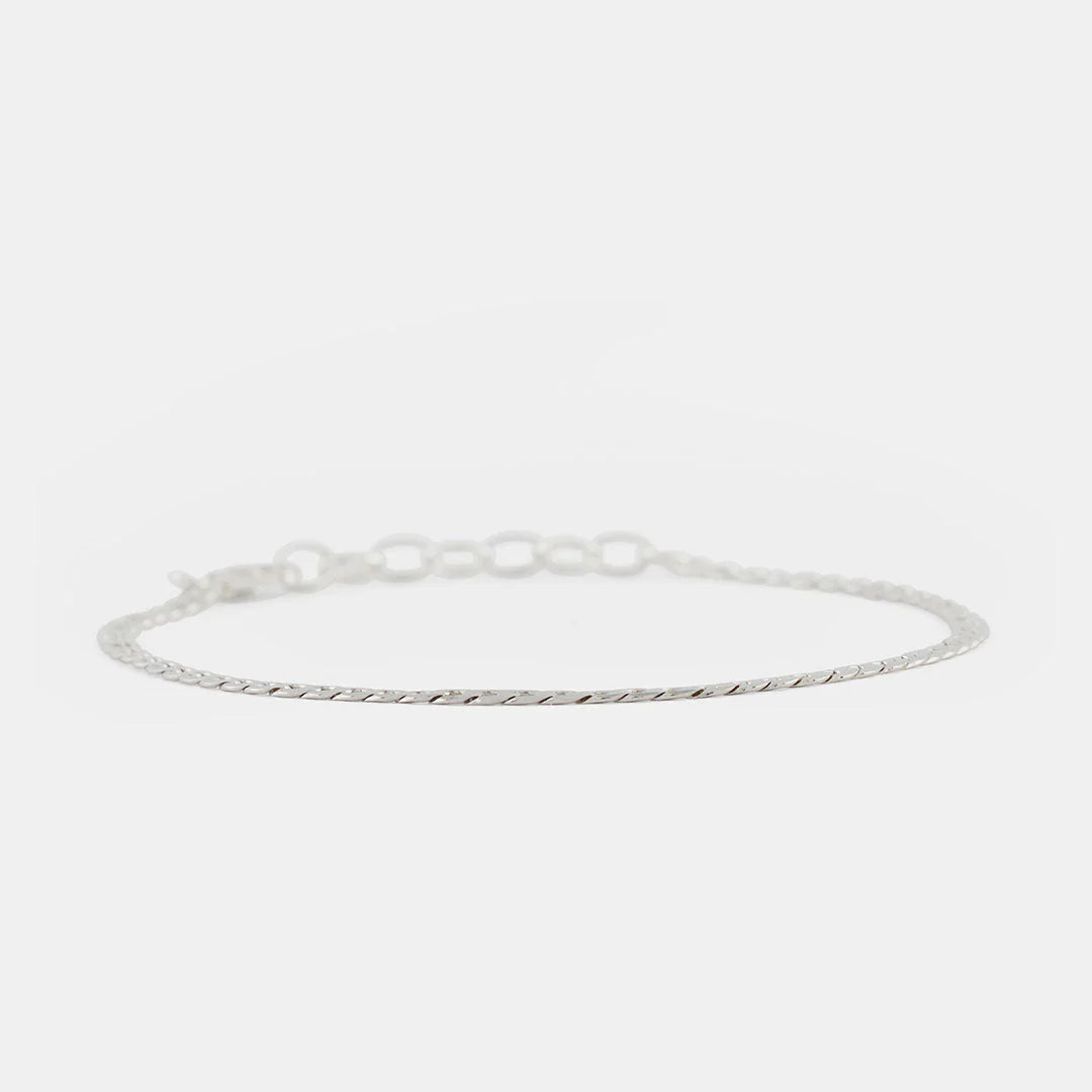 Flat Cuban Chain Bracelet | Silver