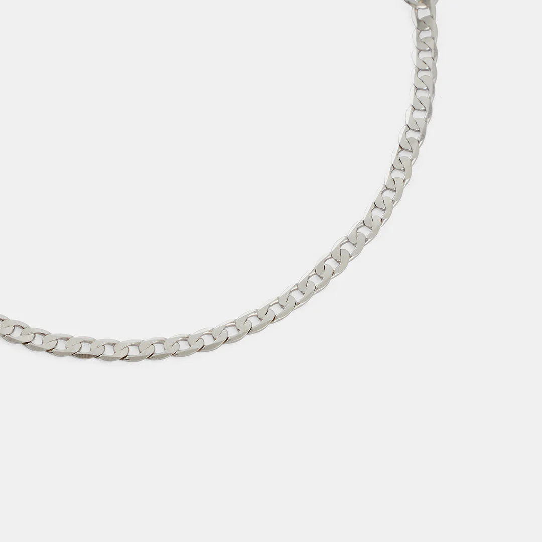 Flat Cuban Chain Bracelet | Silver