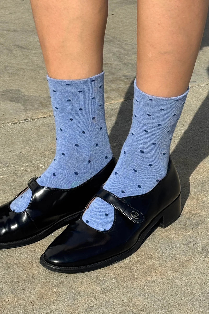 LE BON SHOPPE Sneaker Sock | Blue/Navy Polkadot LEO BOUTIQUE