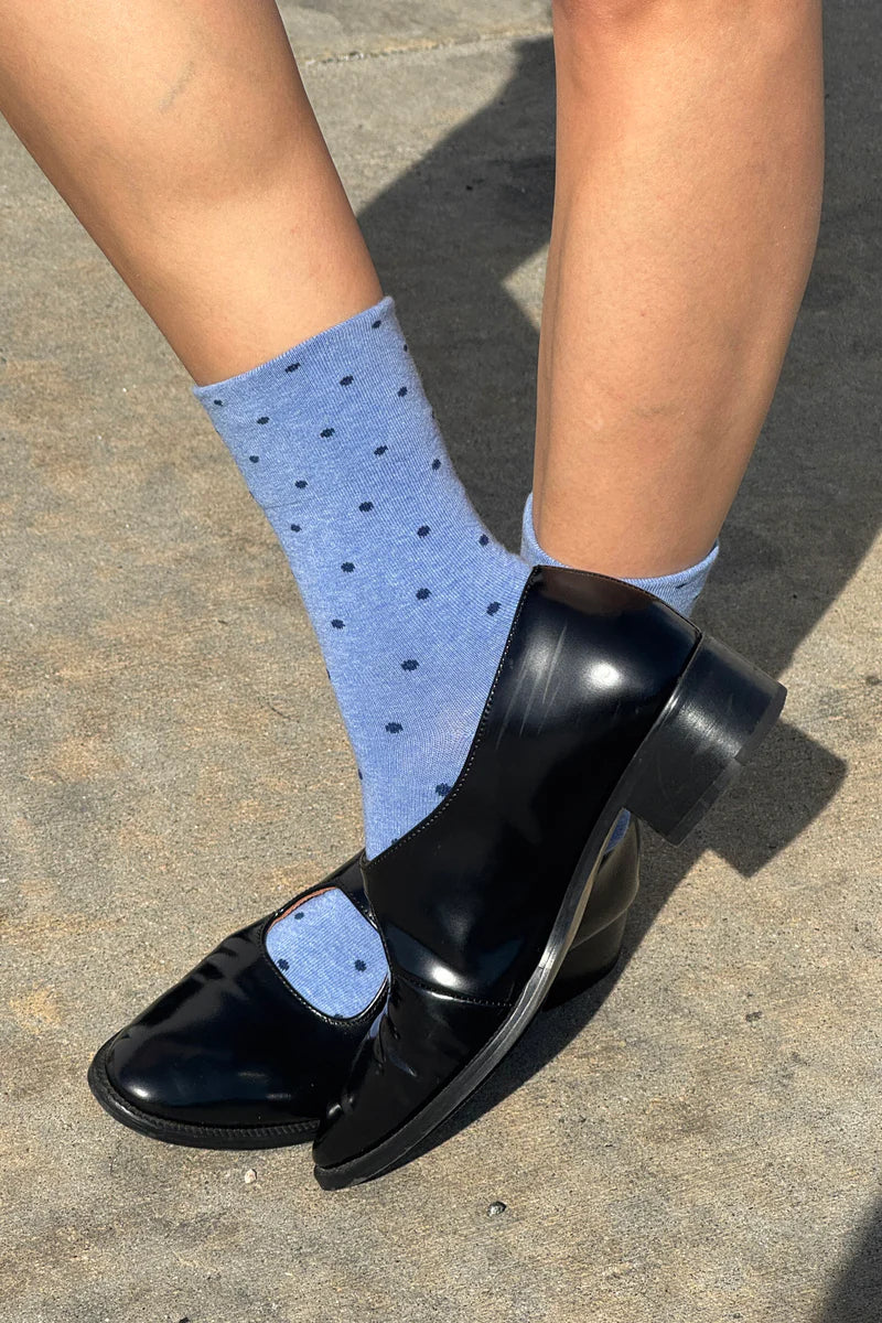 LE BON SHOPPE Sneaker Sock | Blue/Navy Polkadot LEO BOUTIQUE
