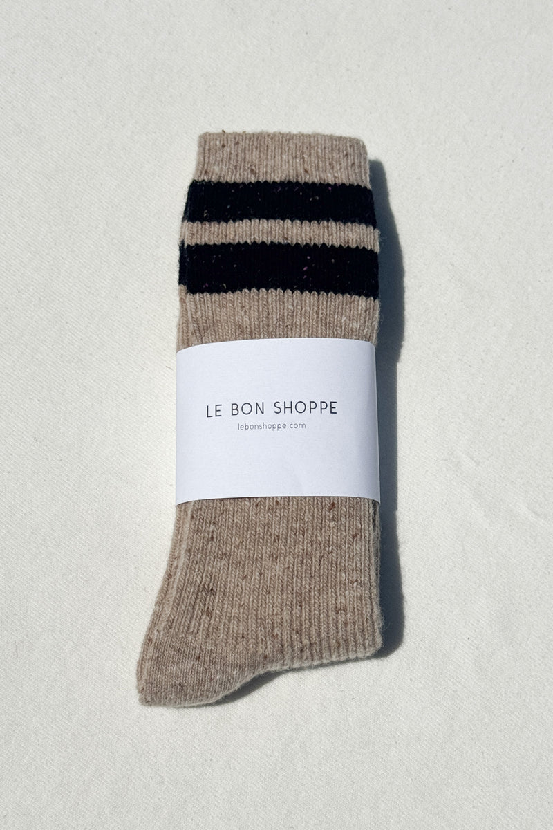 LE BON SHOPPE Snow Varsity Socks | Beige/Black LEO BOUTIQUE