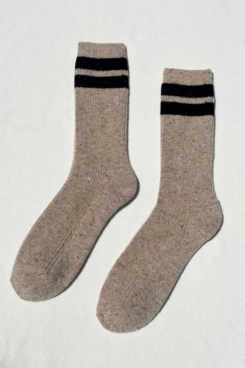 LE BON SHOPPE Snow Varsity Socks | Beige/Black LEO BOUTIQUE