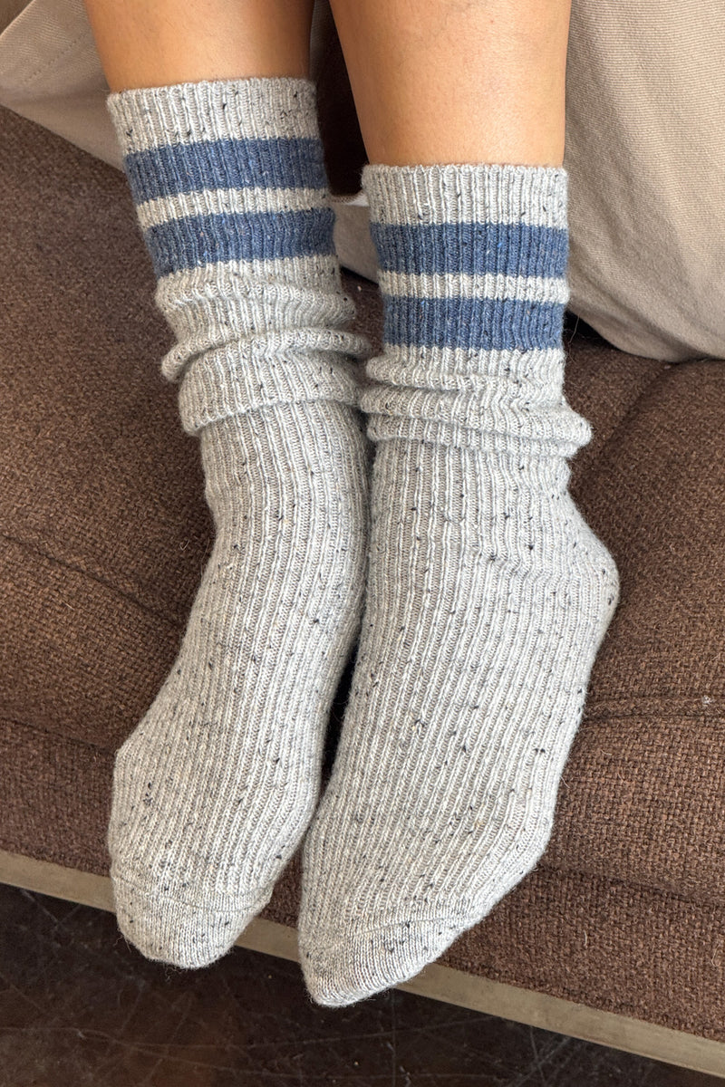 LE BON SHOPPE Snow Varsity Socks | Grey/Blue LEO BOUTIQUE