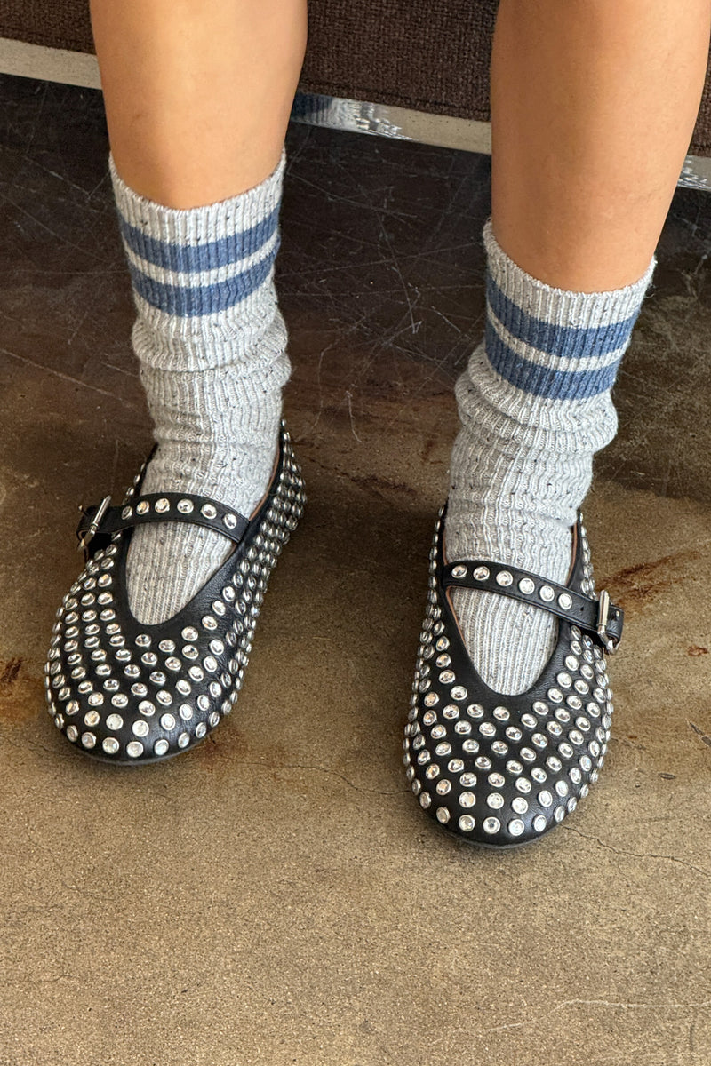 LE BON SHOPPE Snow Varsity Socks | Grey/Blue LEO BOUTIQUE