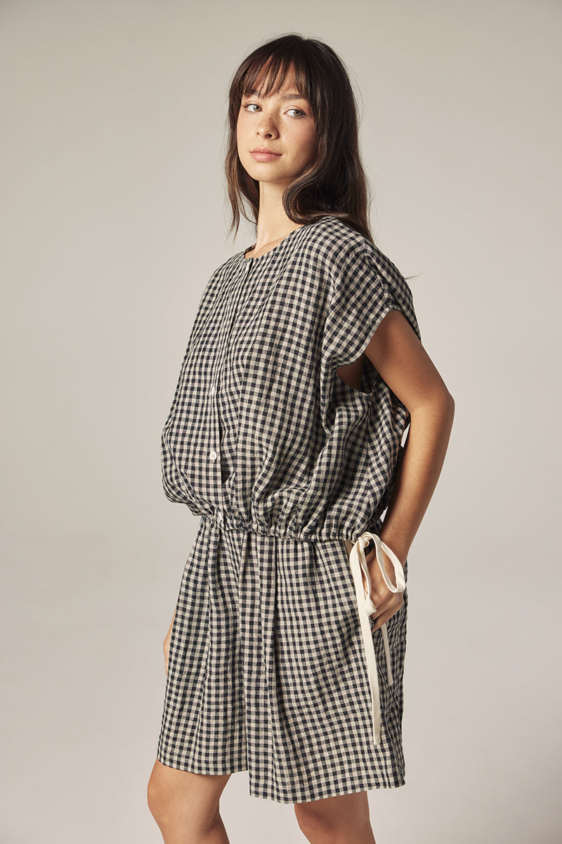 LEO BOUTIQUE Drop Sleeve Button Down Top | Black/Natural AMENTE