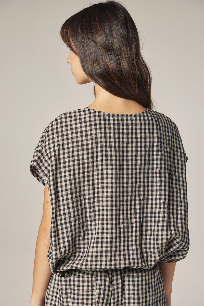 LEO BOUTIQUE Drop Sleeve Button Down Top | Black/Natural AMENTE