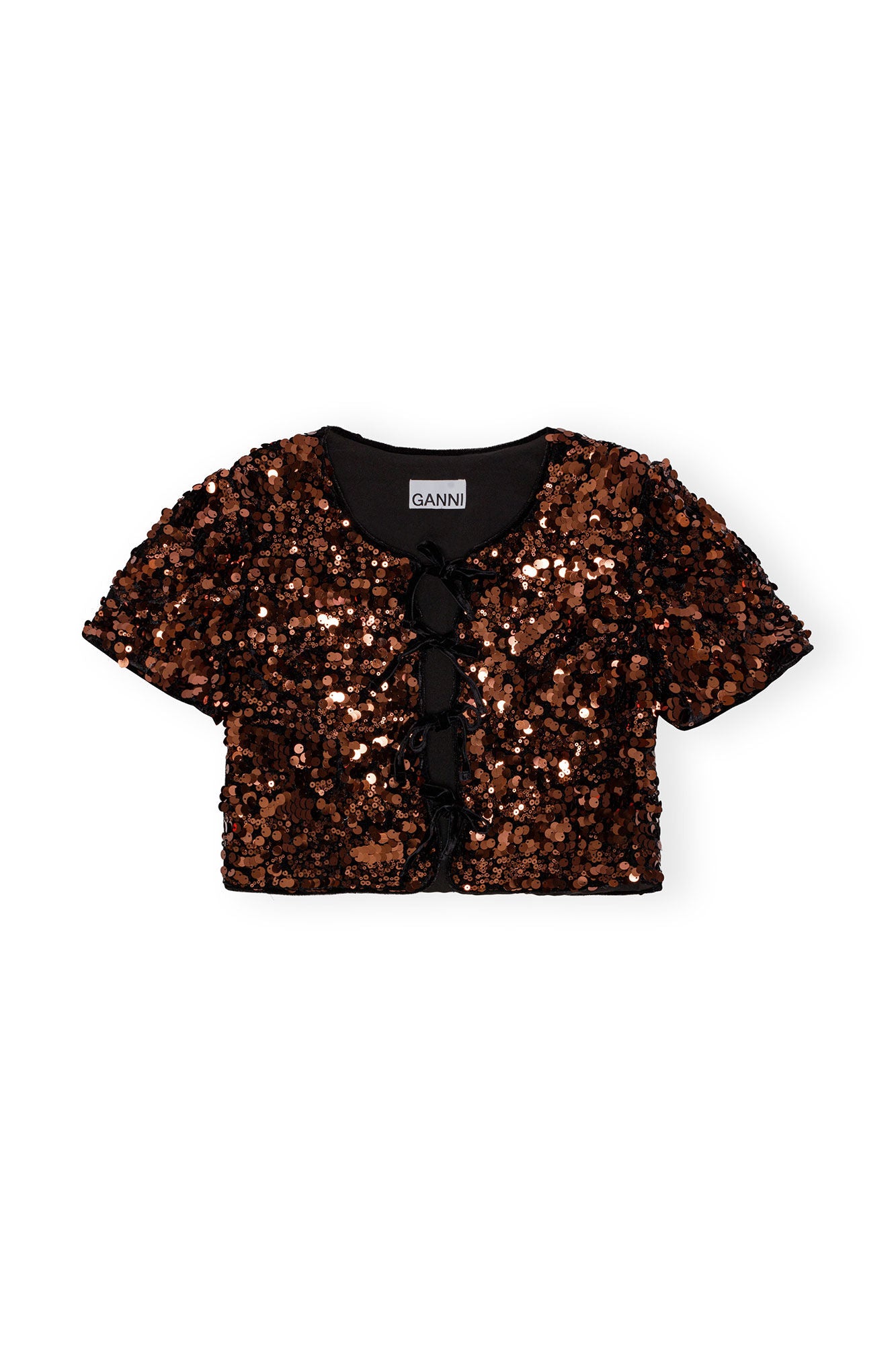 LEO BOUTIQUE Velvet Sequins Blouse Bitter Chocolate GANNI