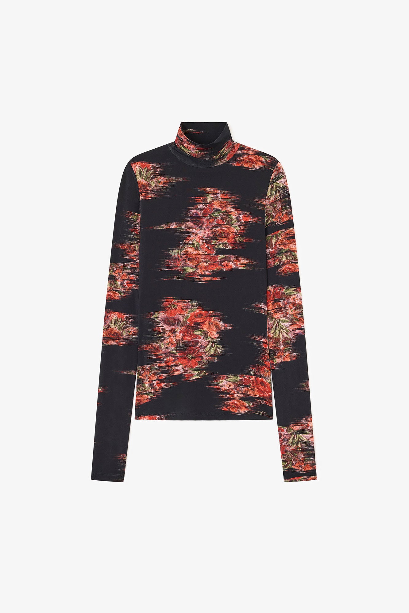 LEO BOUTIQUE Printed Shiny Jersey Turtleneck | Black GANNI