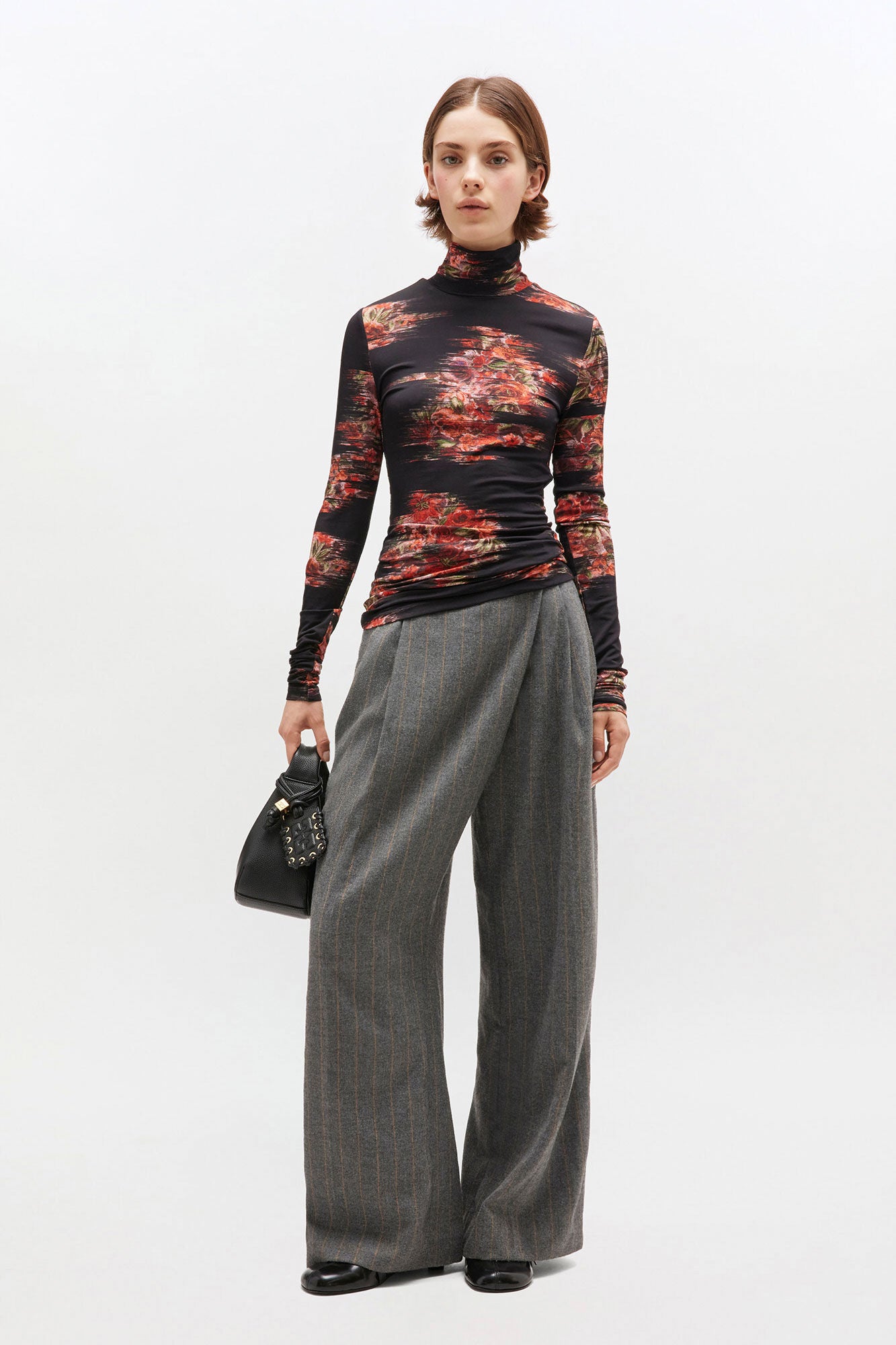 LEO BOUTIQUE Printed Shiny Jersey Turtleneck | Black GANNI