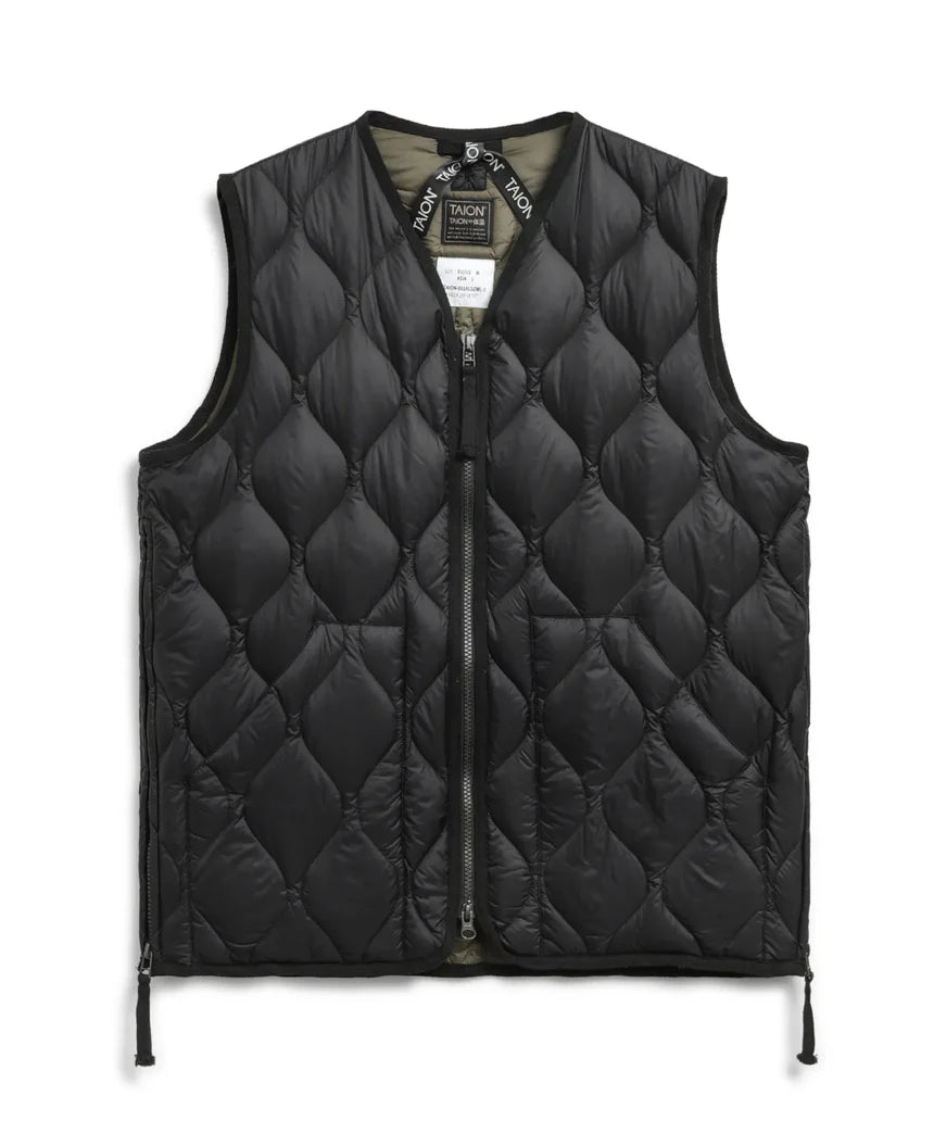 TAION Military V-Neck W-Zip Down Vest | Black LEO BOUTIQUE