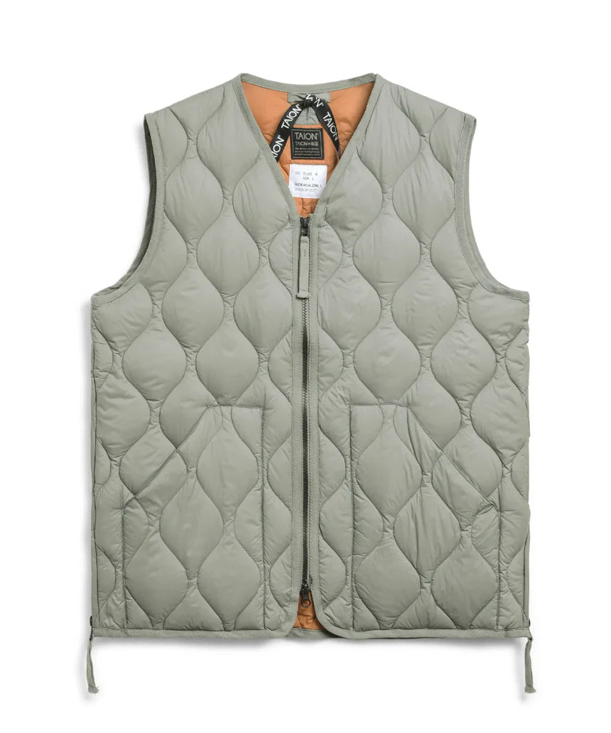 TAION Military V-Neck W-Zip Down Vest | Dark Sage Green LEO BOUTIQUE