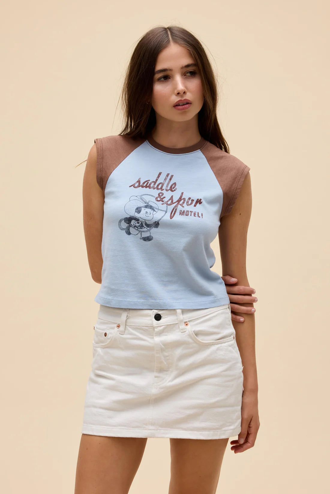 LEO BOUTIQUE Saddle & Spur Motel Raglan Tank | Skyway Blue DAYDREAMER
