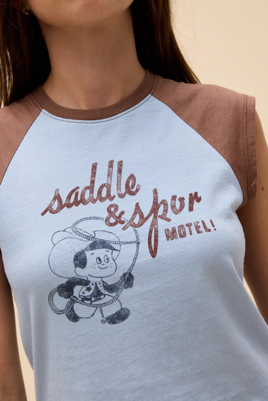 LEO BOUTIQUE Saddle & Spur Motel Raglan Tank | Skyway Blue DAYDREAMER