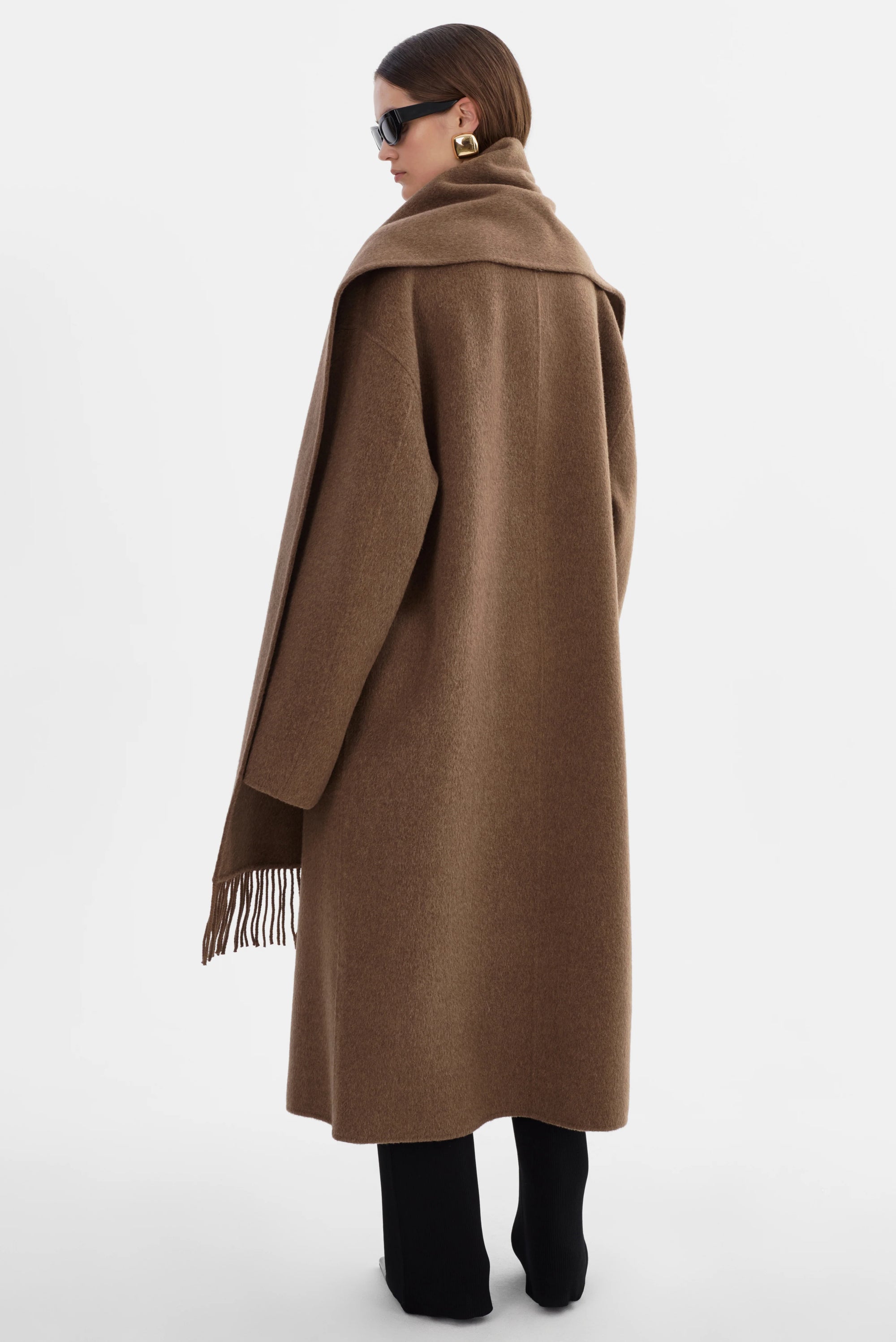 LEO BOUTIQUE Twila Wool Scarf Coat | Heather Brown LAMARQUE