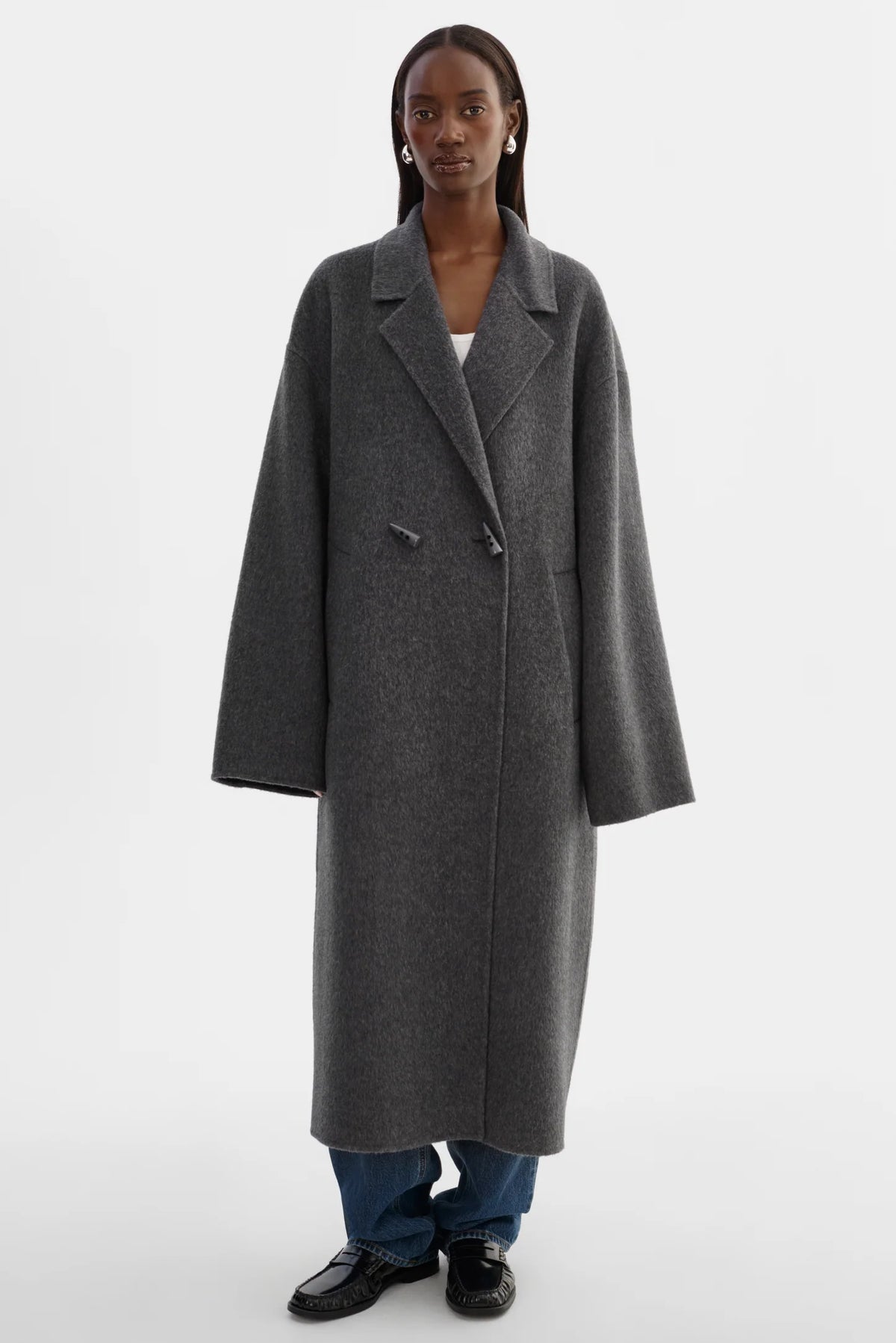 Leo Boutique TWILA Wool Scarf Coat | Heather Charcoal Lamarque