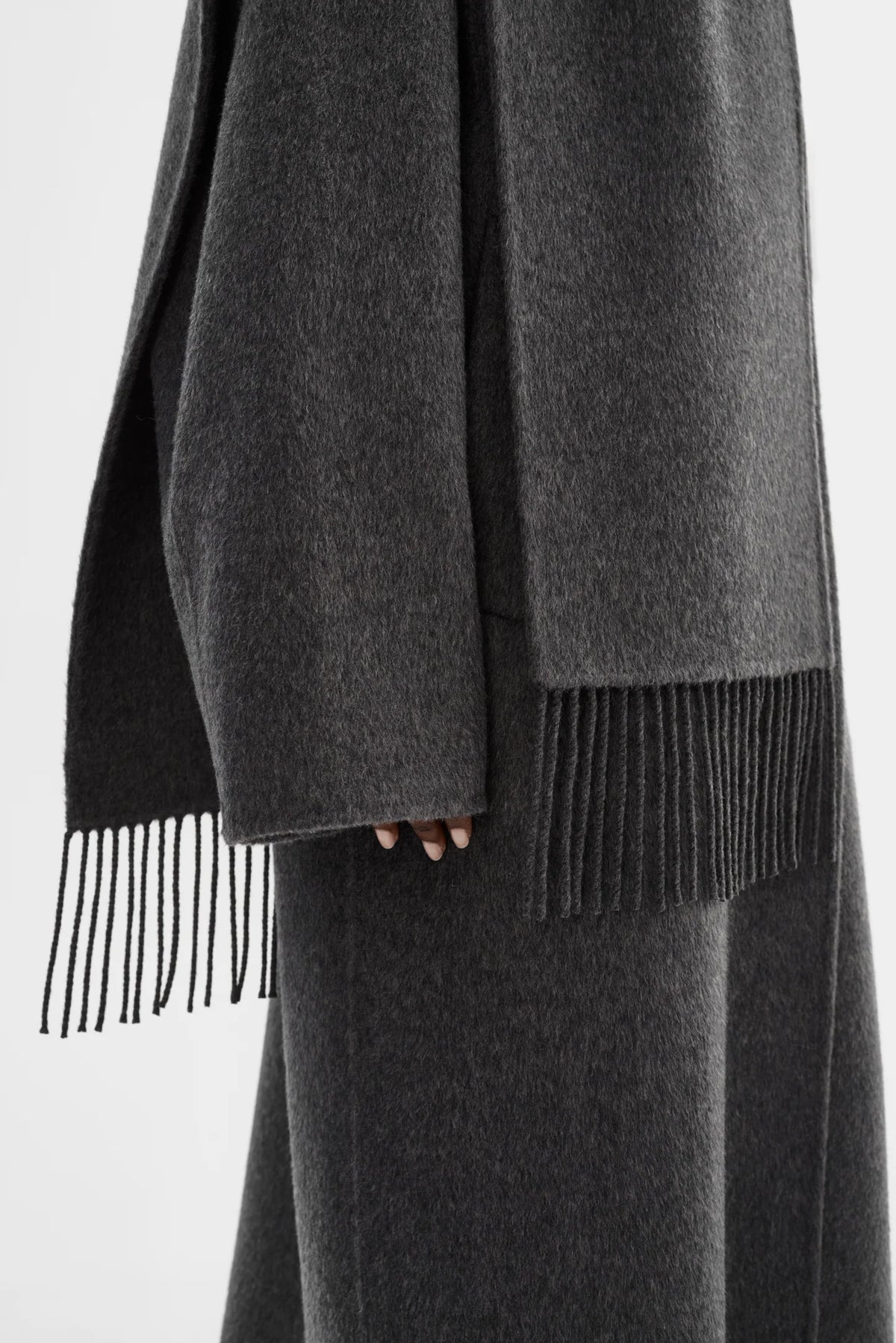 Leo Boutique TWILA Wool Scarf Coat | Heather Charcoal Lamarque