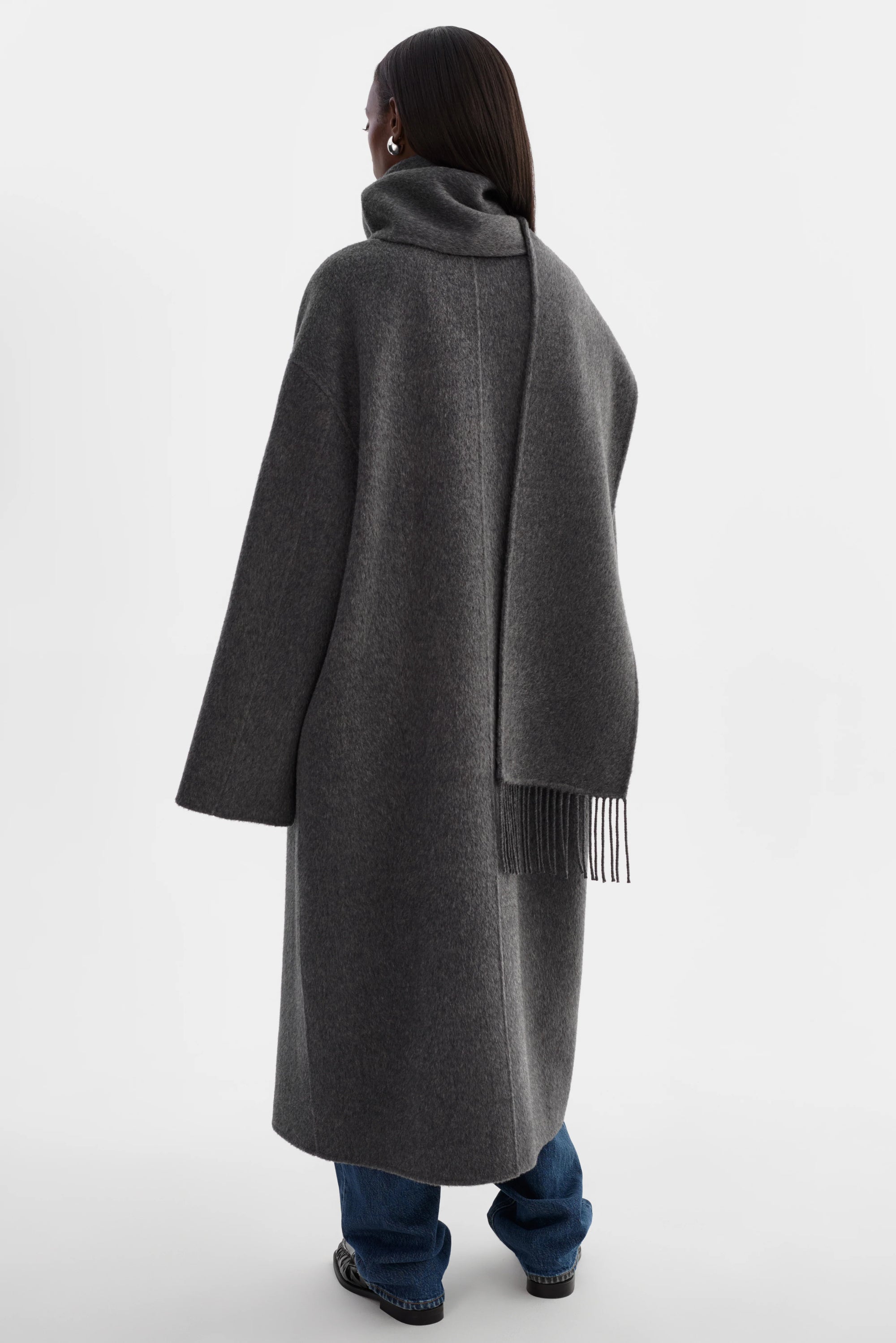LEO BOUTIQUE Twila Wool Scarf Coat | Heather Charcoal LAMARQUE