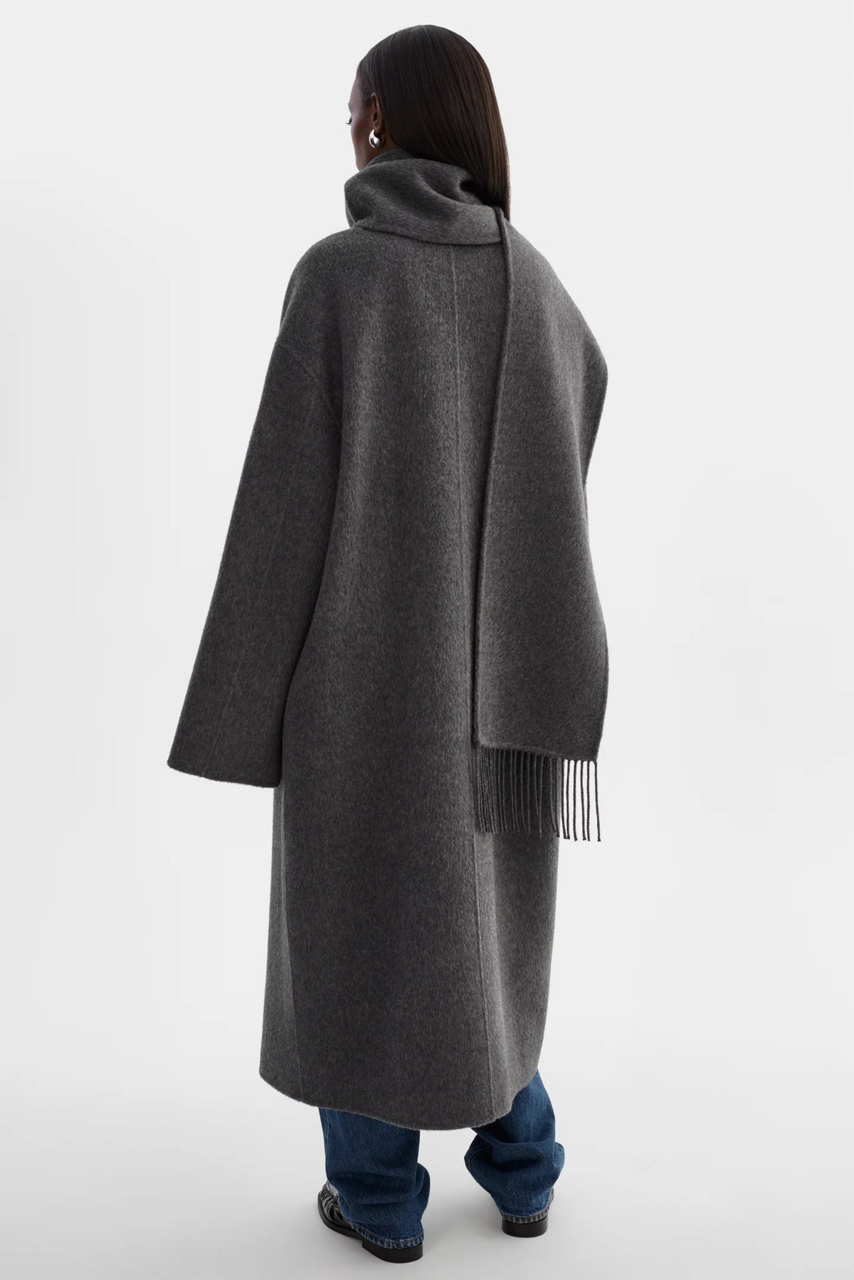 Leo Boutique TWILA Wool Scarf Coat | Heather Charcoal Lamarque