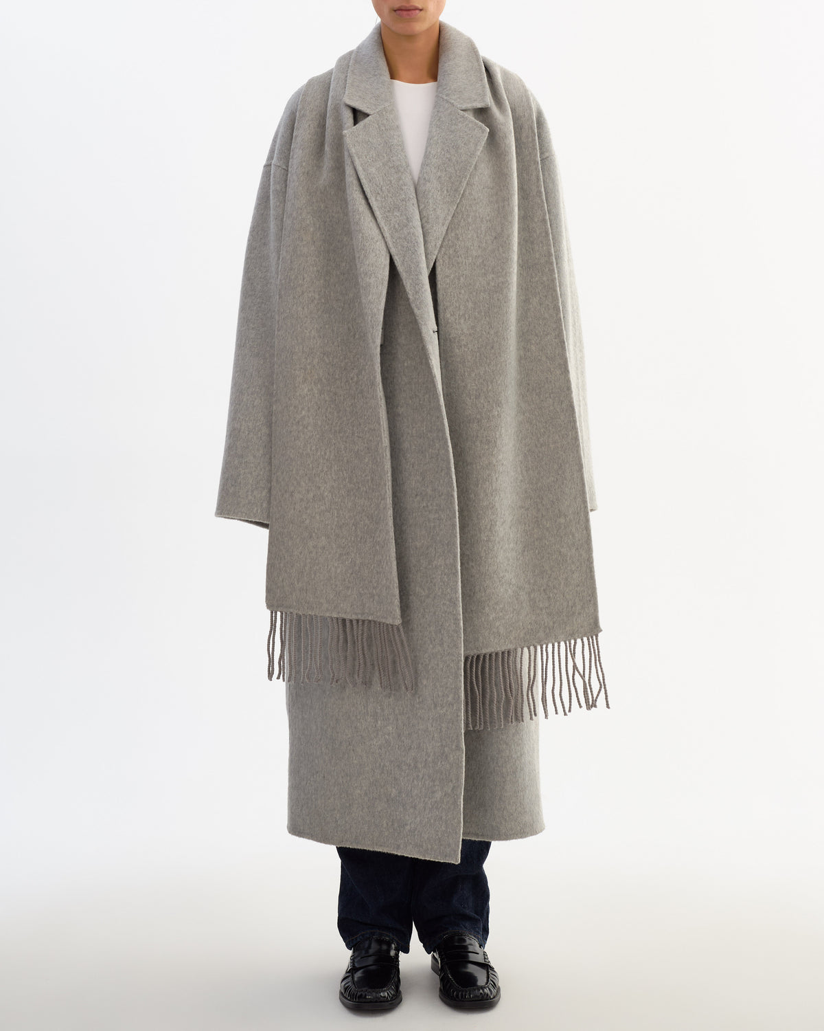 Leo Boutique TWILA Wool Scarf Coat | Heather Charcoal Lamarque