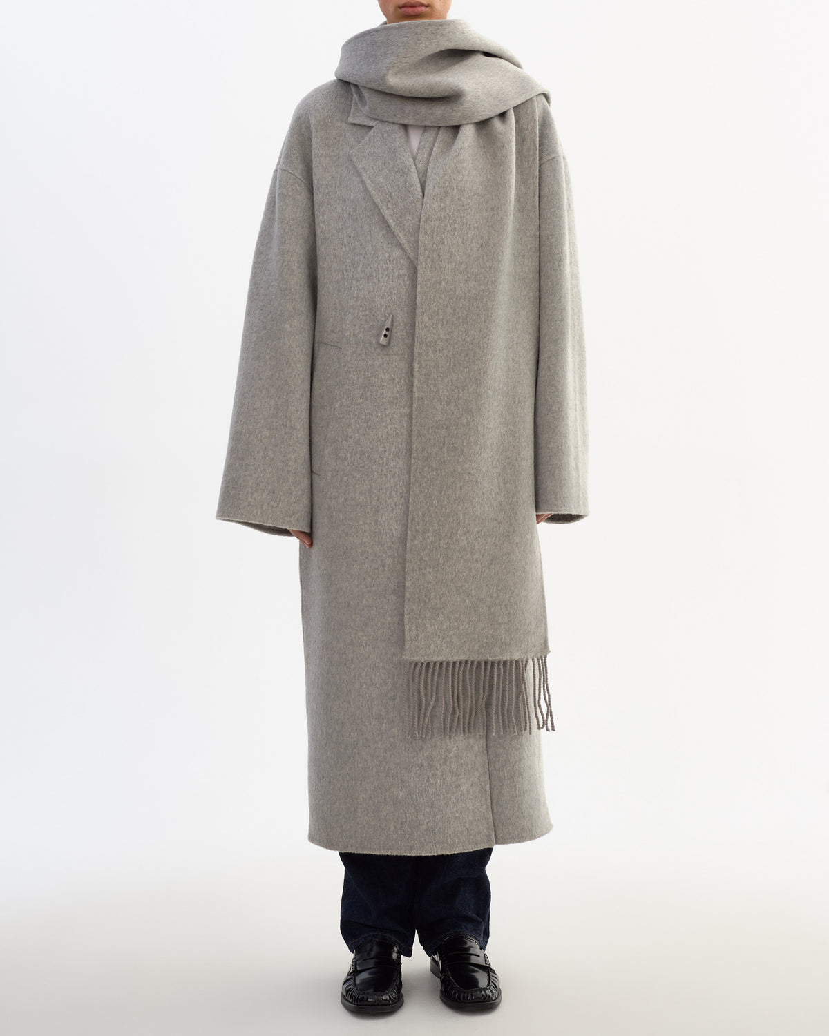 Leo Boutique TWILA Wool Scarf Coat | Heather Charcoal Lamarque