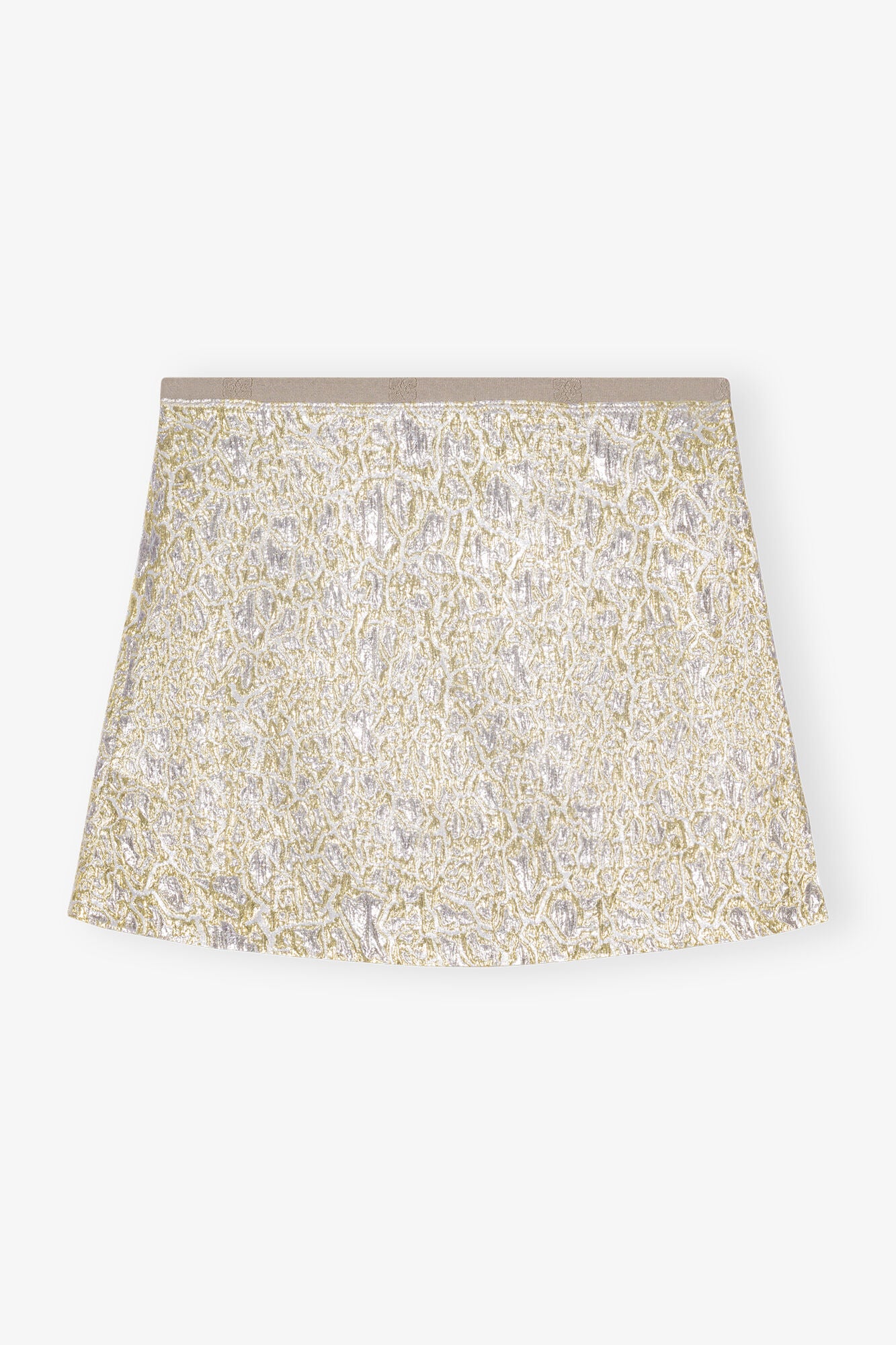 LEO BOUTIQUE Metallic Elasticated Mini Skirt Gold Silver GANNI 