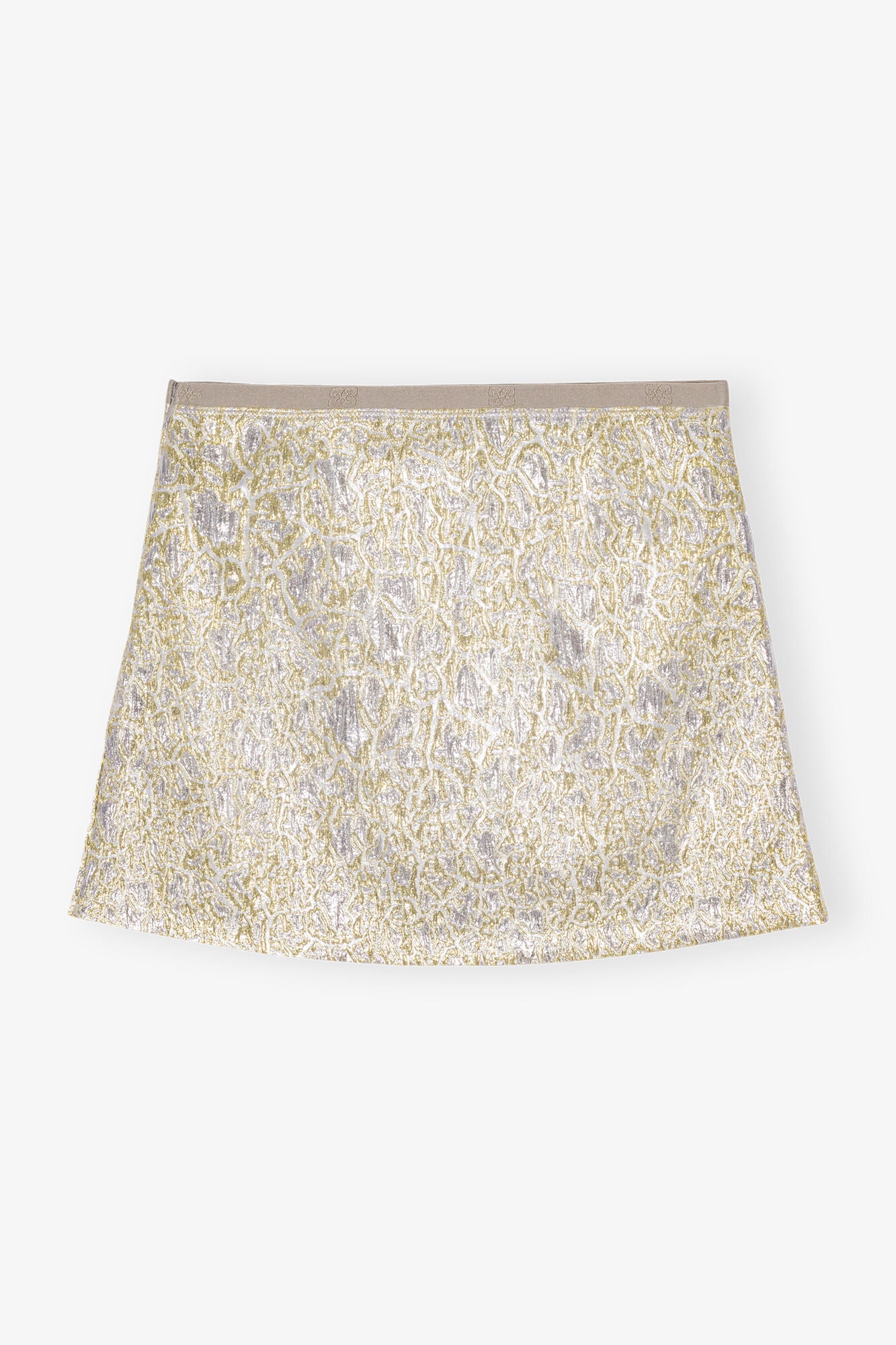 LEO BOUTIQUE Metallic Elasticated Mini Skirt Gold Silver GANNI 