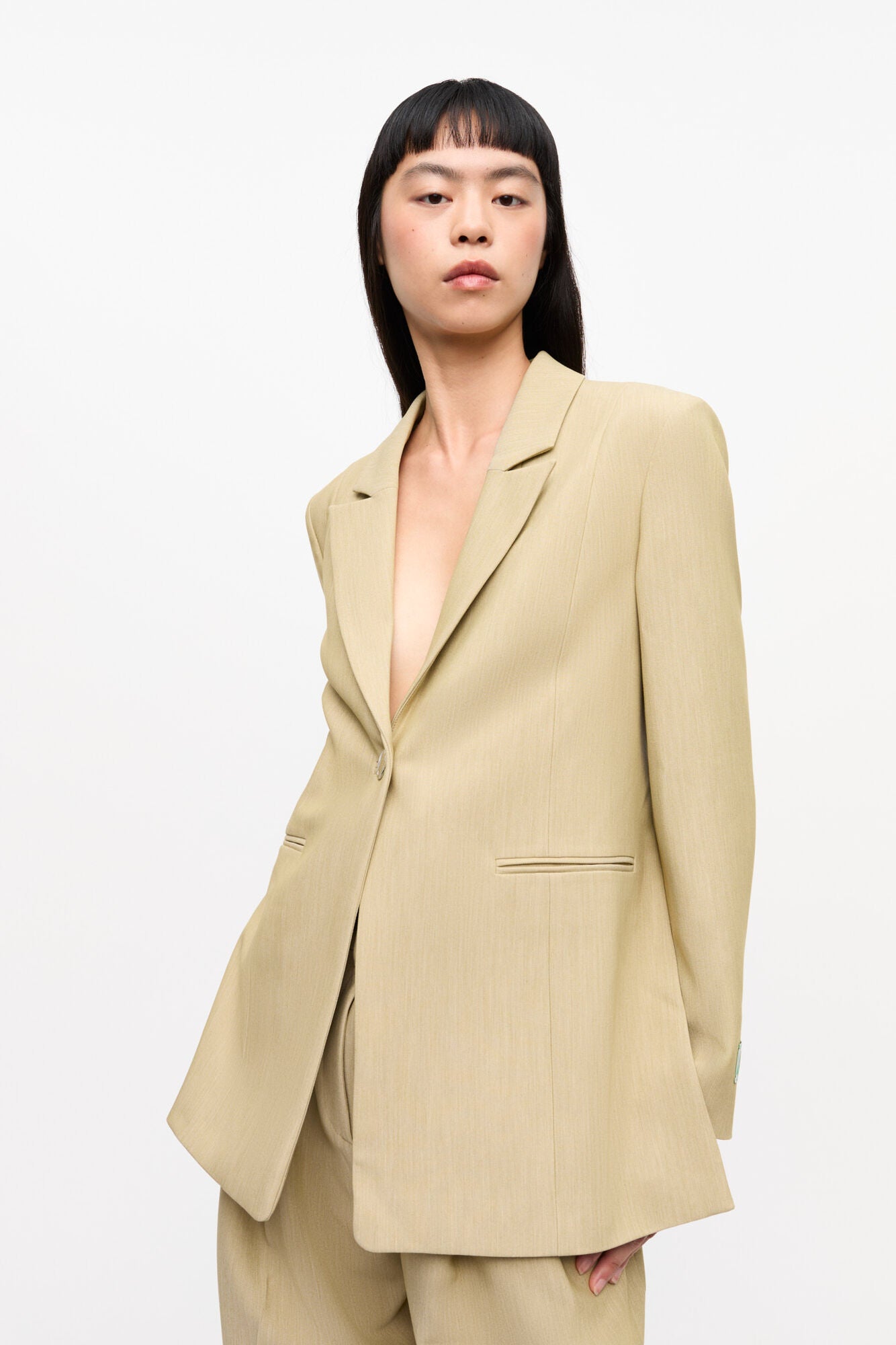 LEO BOUTIQUE Twill Suiting Blazer | Boa Beige GANNI