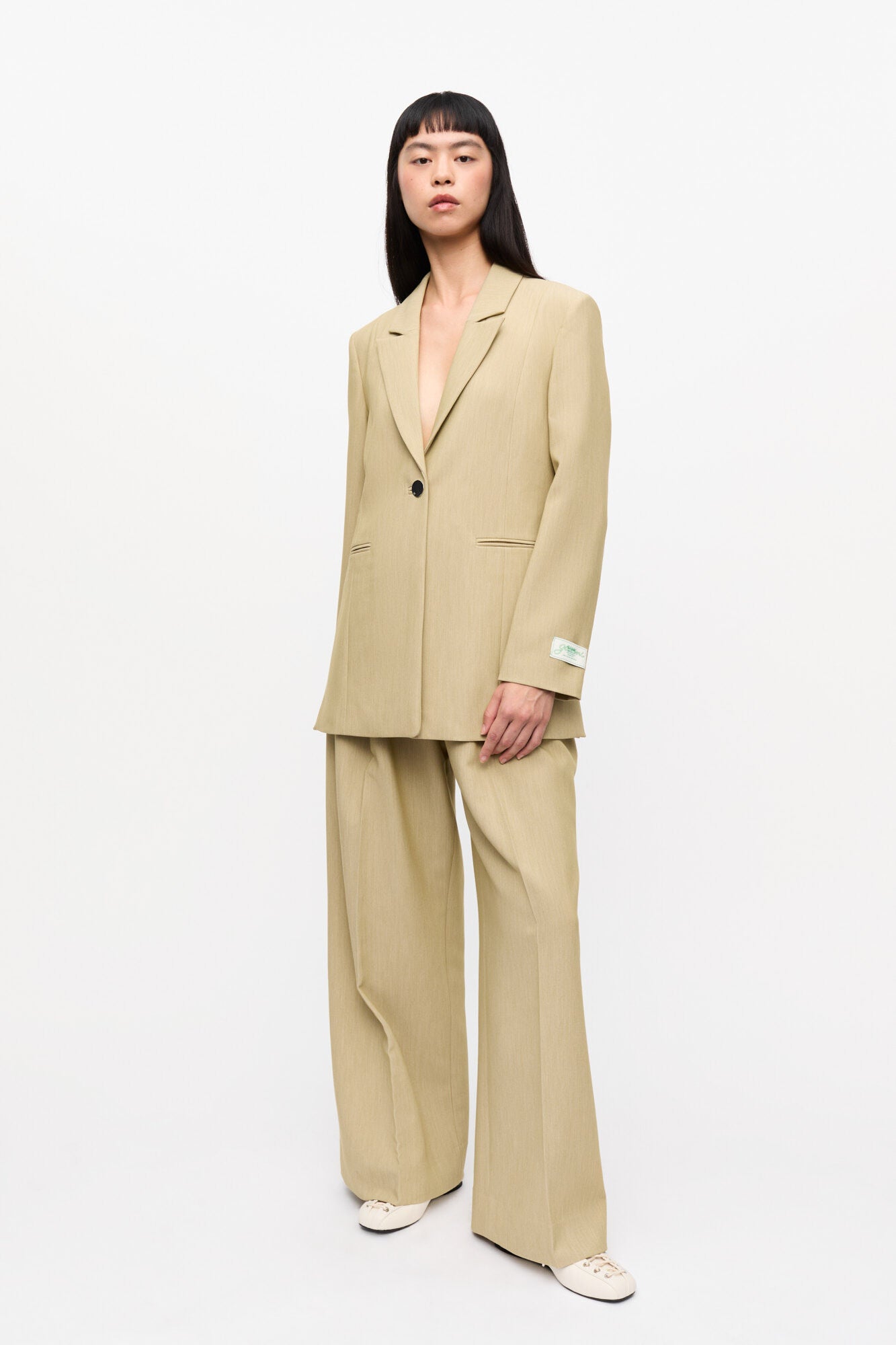 LEO BOUTIQUE Twill Suiting Blazer | Boa Beige GANNI