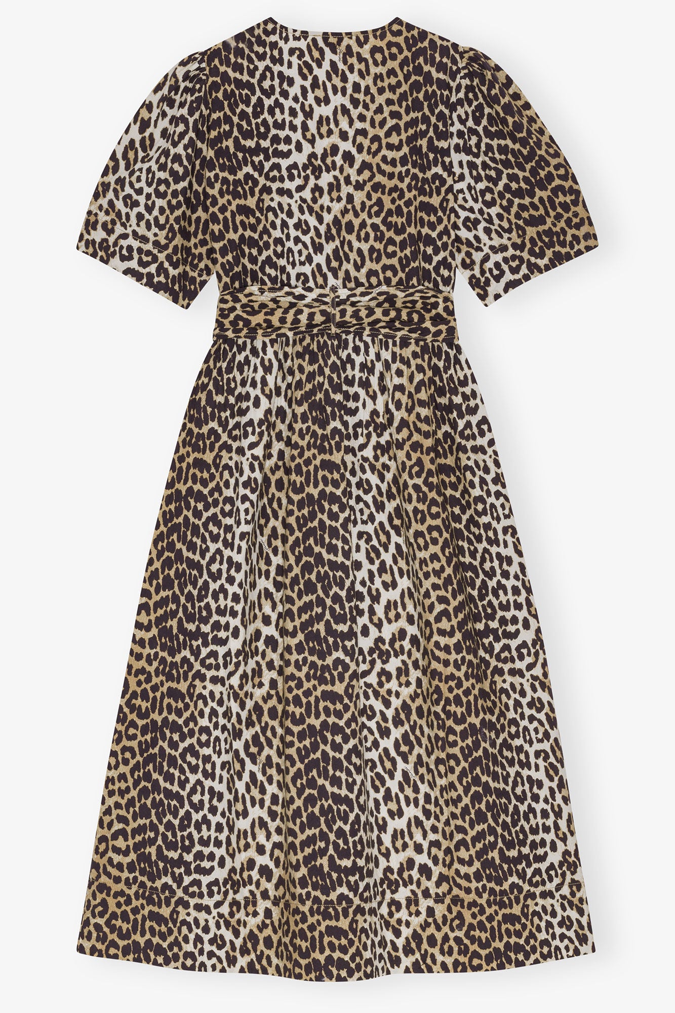 GANNI Printed Cotton Tie Strap Midi Dress | Leopard LEO BOUTIQUE