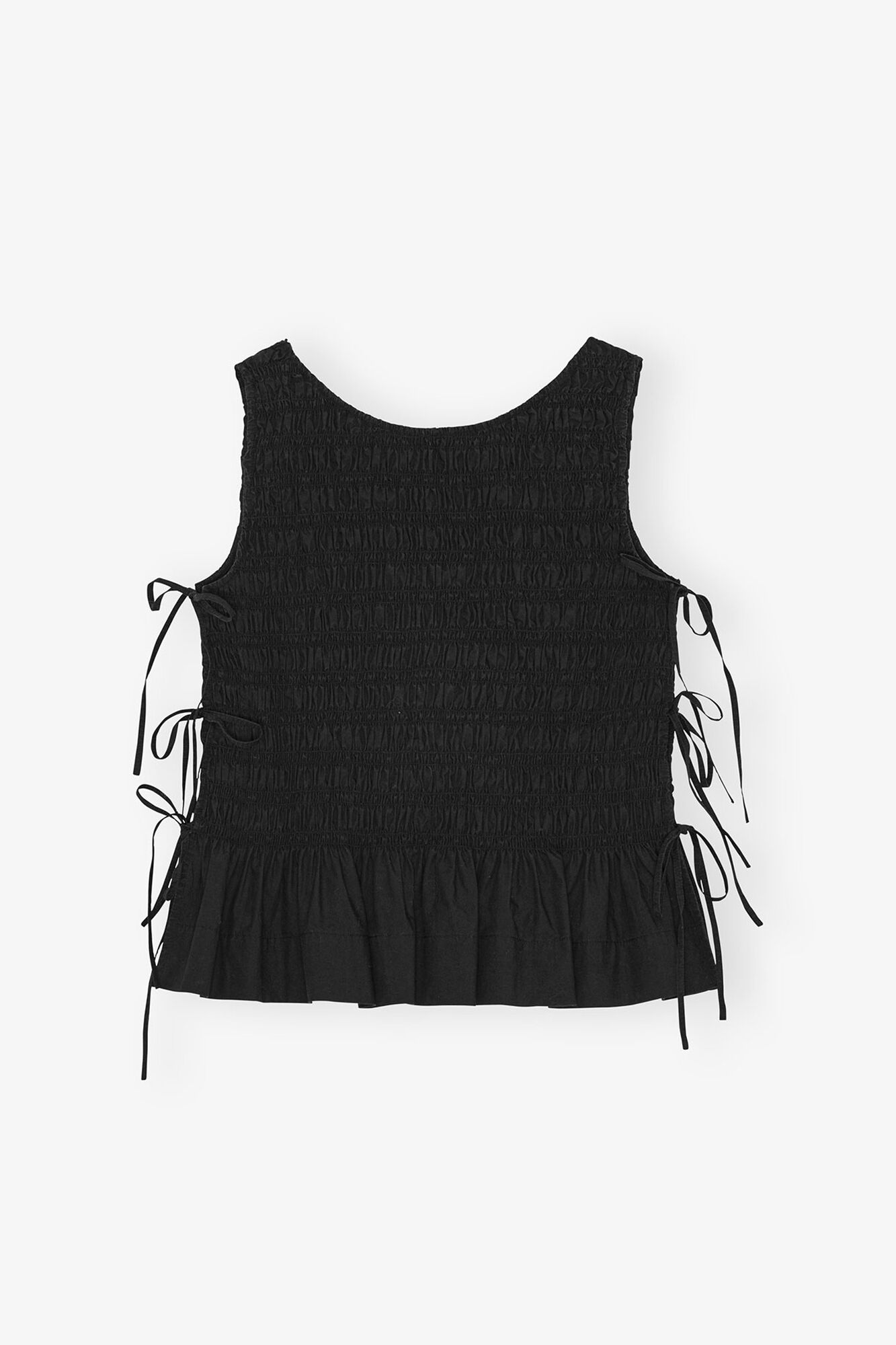 LEO BOUTIQUE Cotton Smock Tie Top | Black GANNI 