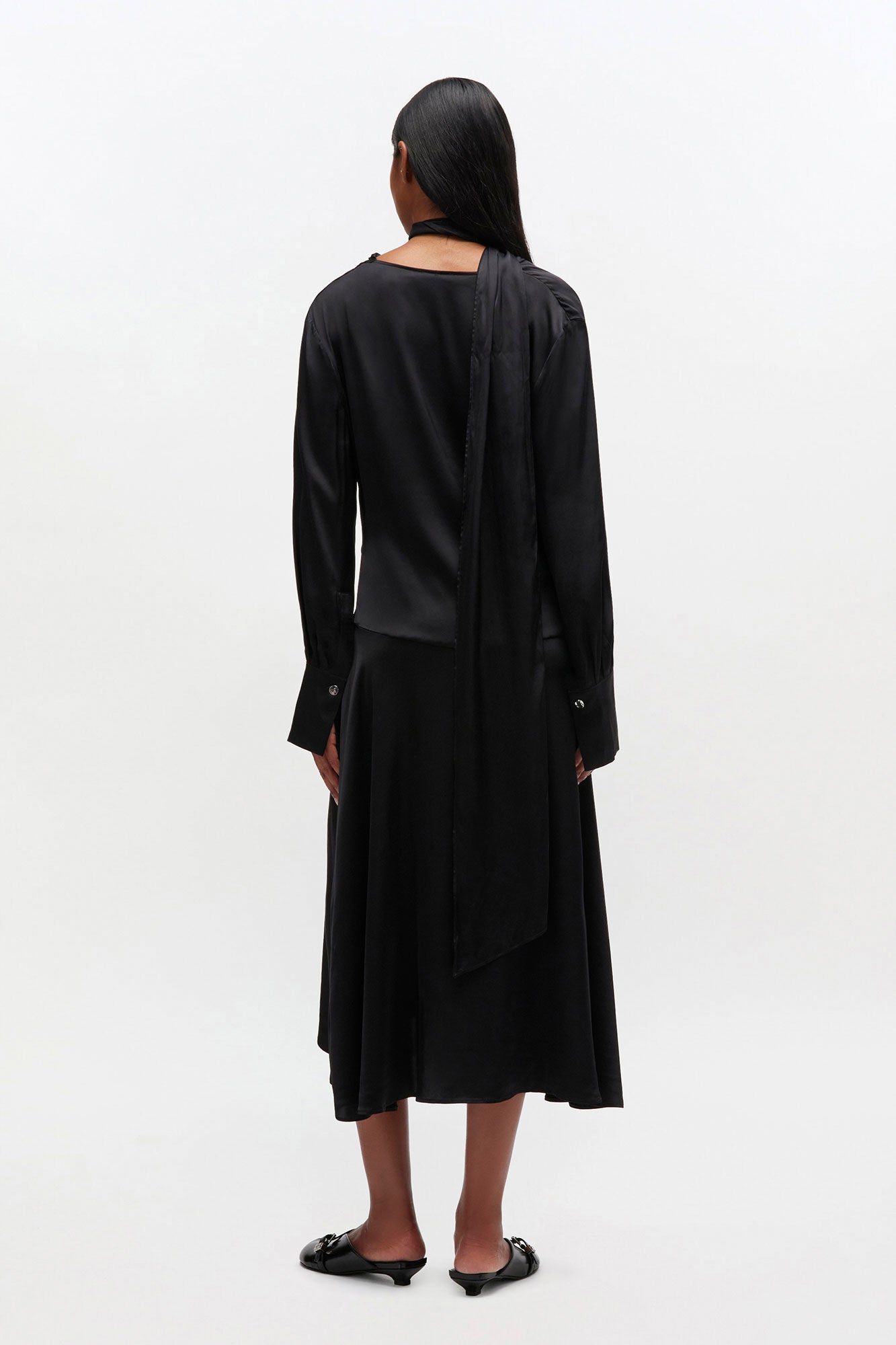 LEO BOUTIQUE Cowl Neck Scarf Satin Dress | Black GANNI