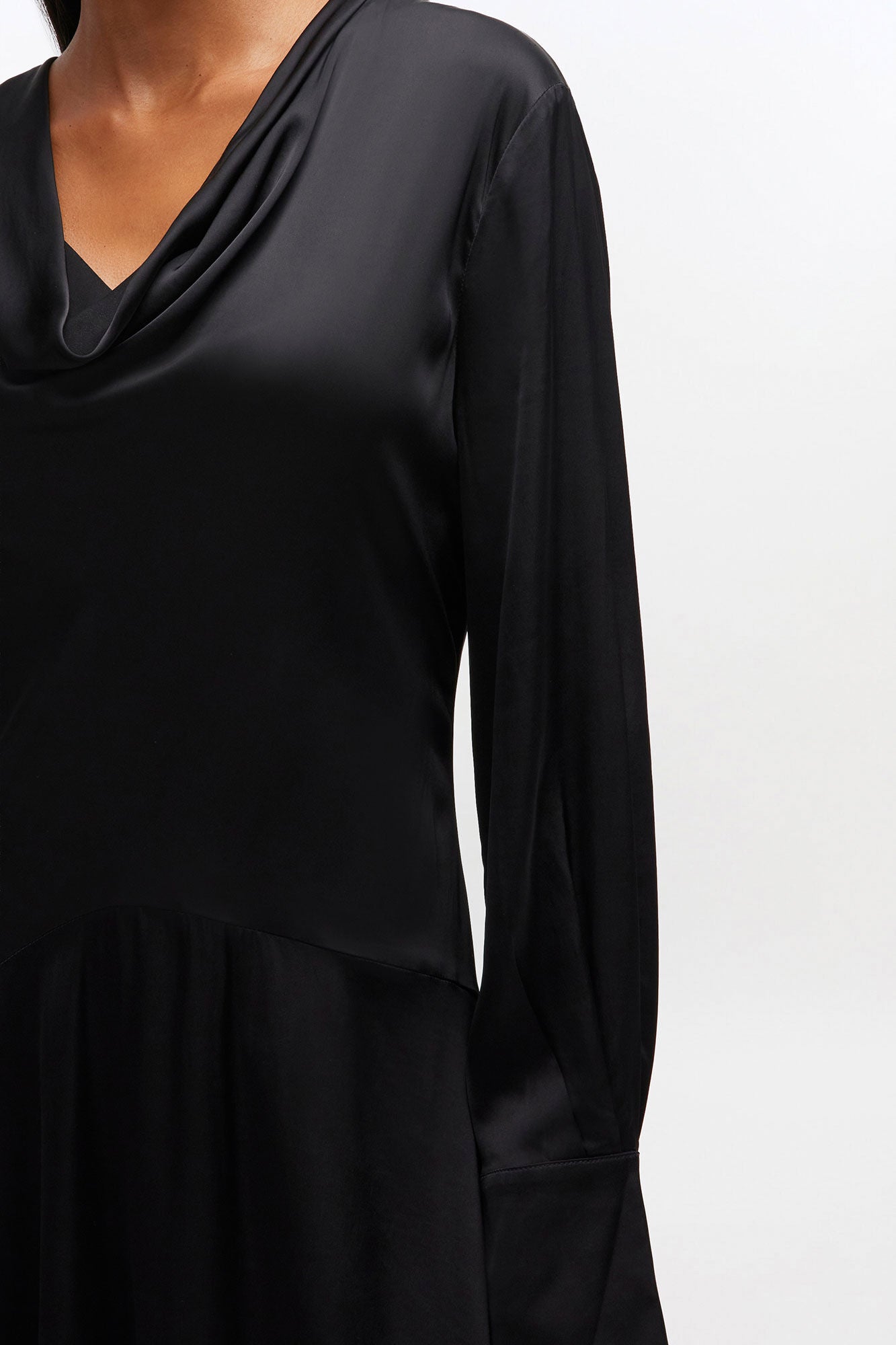 LEO BOUTIQUE Cowl Neck Scarf Satin Dress | Black GANNI
