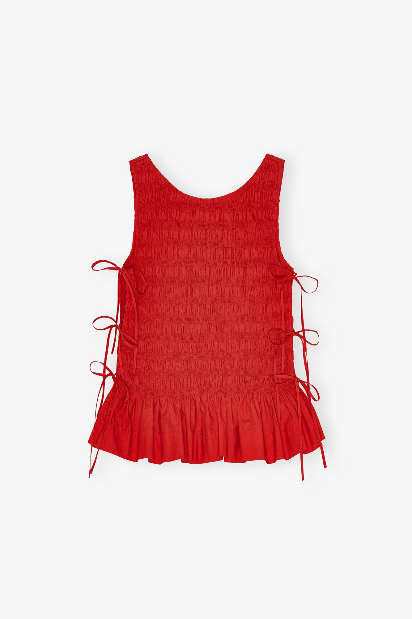 LEO BOUTIQUE Cotton Smock Tie Top | Red GANNI