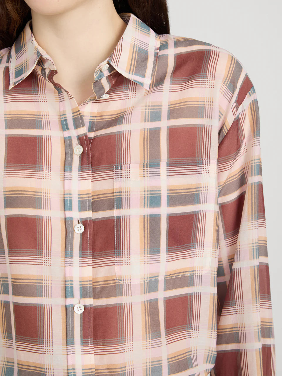 LEO BOUTIQUE The Boy Shirt | Silver Peony Plaid FRAME DENIM
