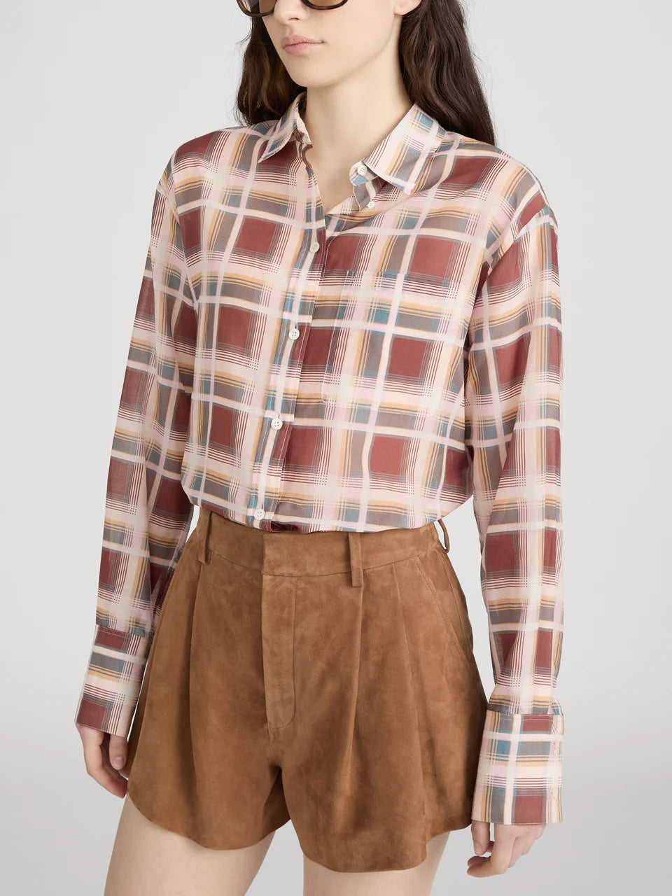 LEO BOUTIQUE The Boy Shirt | Silver Peony Plaid FRAME DENIM
