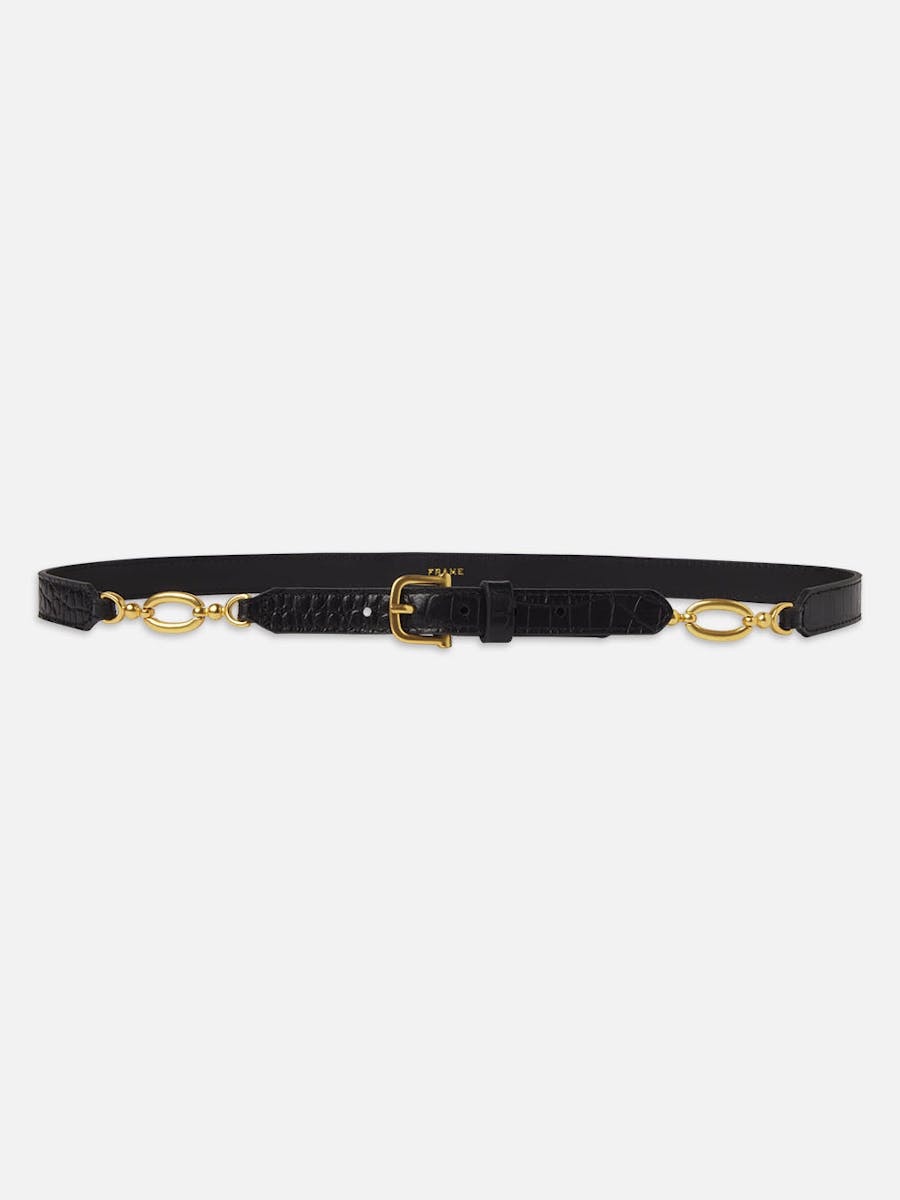 LEO BOUTIQUE Jewelry Detail Belt Black Croc FRAME