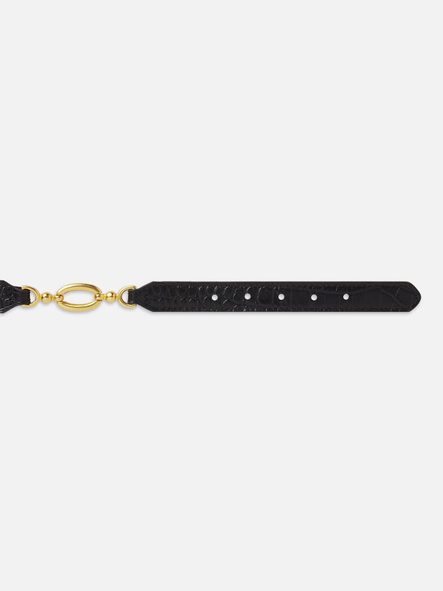 LEO BOUTIQUE Jewelry Detail Belt Black Croc FRAME