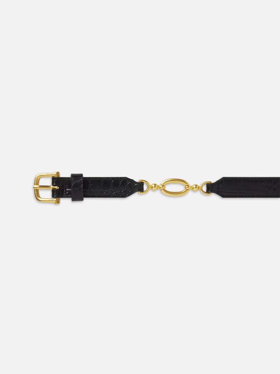 LEO BOUTIQUE Jewelry Detail Belt Black Croc FRAME