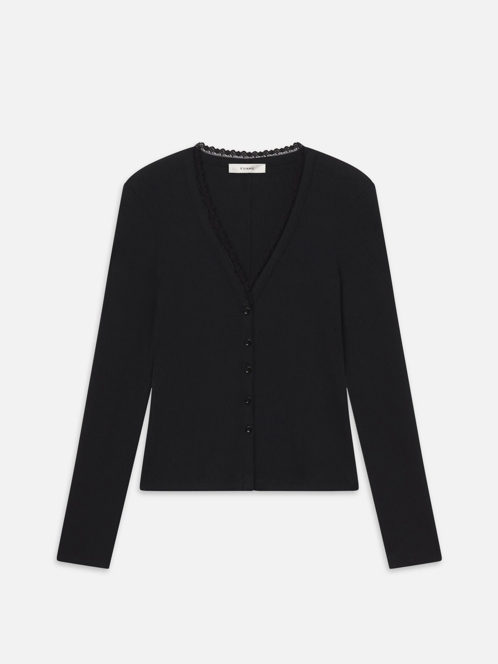 LEO BOUTIQUE The Rib Trim Cardigan | Black FRAME DENIM