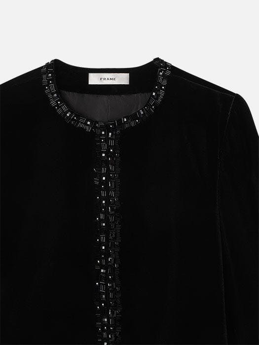 LEO BOUTIQUE Embellished Velvet Jacket Black FRAME DENIM