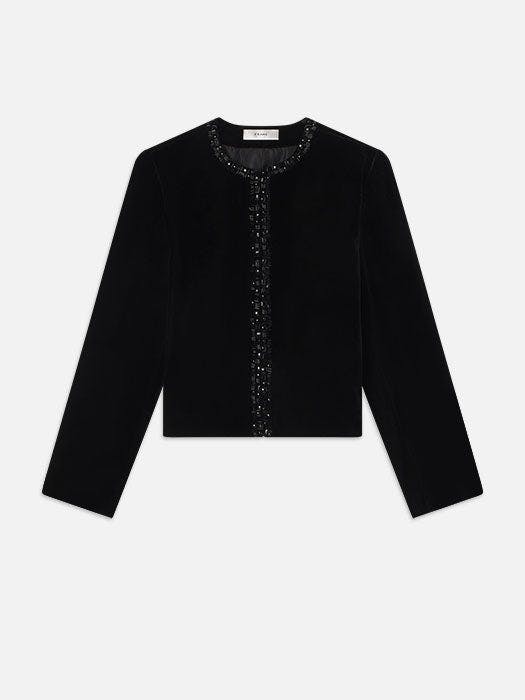 LEO BOUTIQUE Embellished Velvet Jacket Black FRAME DENIM