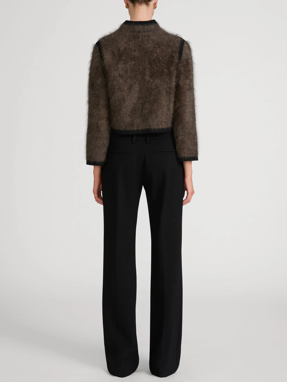 The Brushed Cashmere Salon Cardi | Taupe Multi Plaid