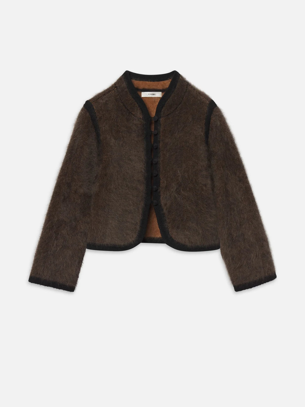 The Brushed Cashmere Salon Cardi | Taupe Multi Plaid