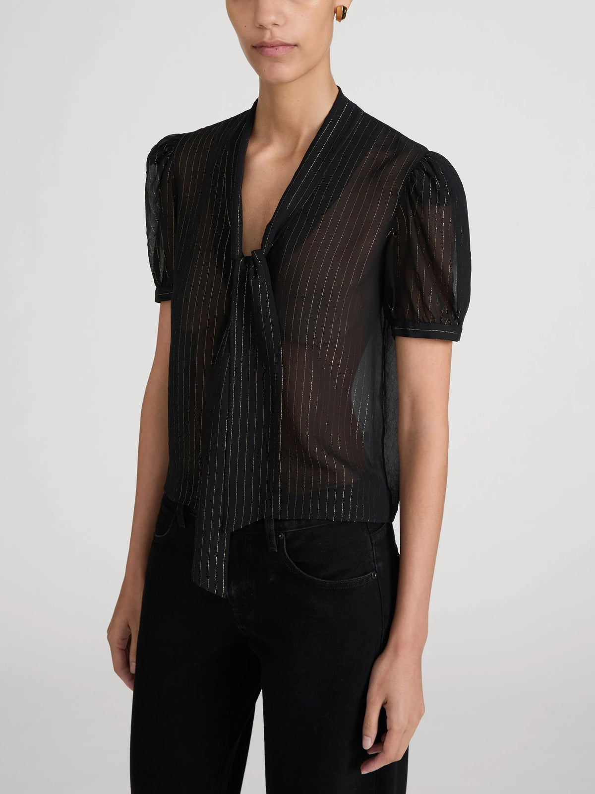 LEO BOUTIQUE The Lurex Sonnet Blouse | Black Stripe FRAME DENIM 
